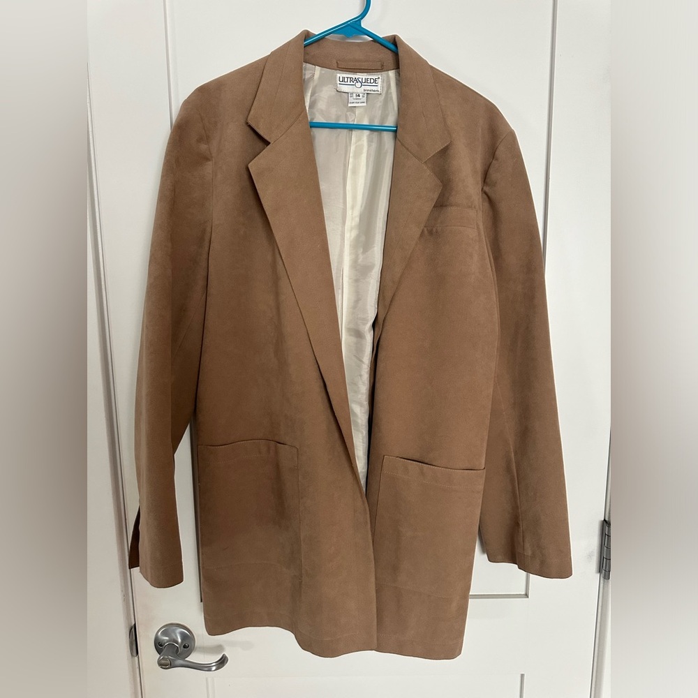 Vintage Suede blazer brown size 14 suede jacket leather